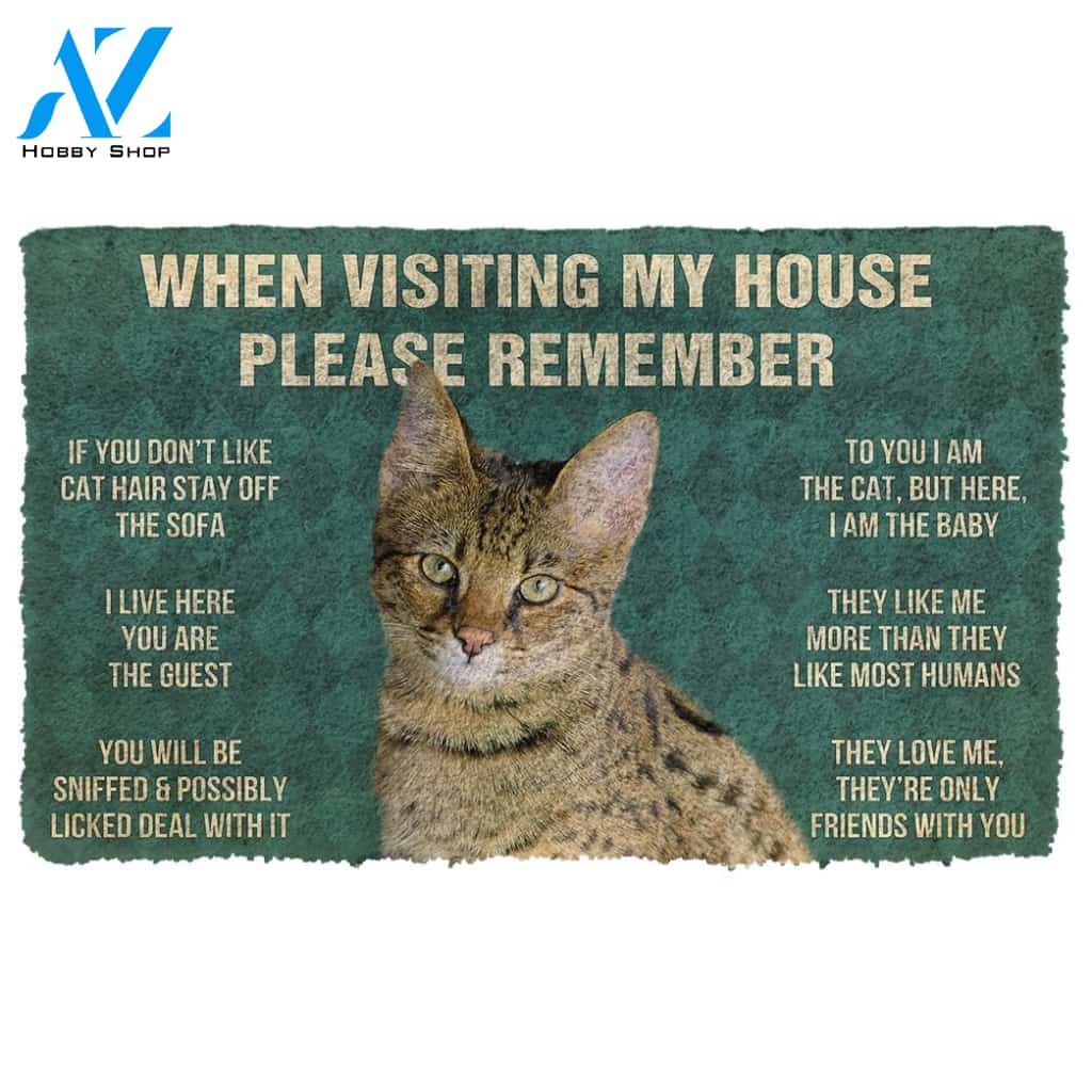 3D Please Remember Savannah Cat House Rules Custom Doormat | Welcome Mat | House Warming Gift