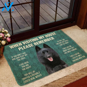 3D Please Remember Schipperke Dogs House Rules Custom Doormat | Welcome Mat | House Warming Gift