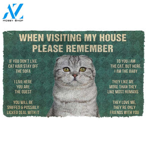 3D Please Remember Scottish Fold Cats House Rules Doormat | Welcome Mat | House Warming Gift