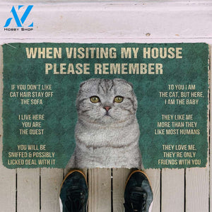 3D Please Remember Scottish Fold Cats House Rules Doormat | Welcome Mat | House Warming Gift