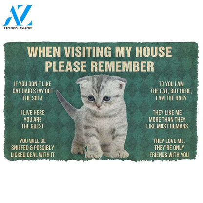 3D Please Remember Scottish Fold Kitten Cats House Rules Custom Doormat | Welcome Mat | House Warming Gift