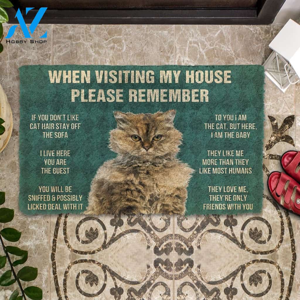 3D Please Remember Selkirk Rex Cat House Rules Custom Doormat | Welcome Mat | House Warming Gift