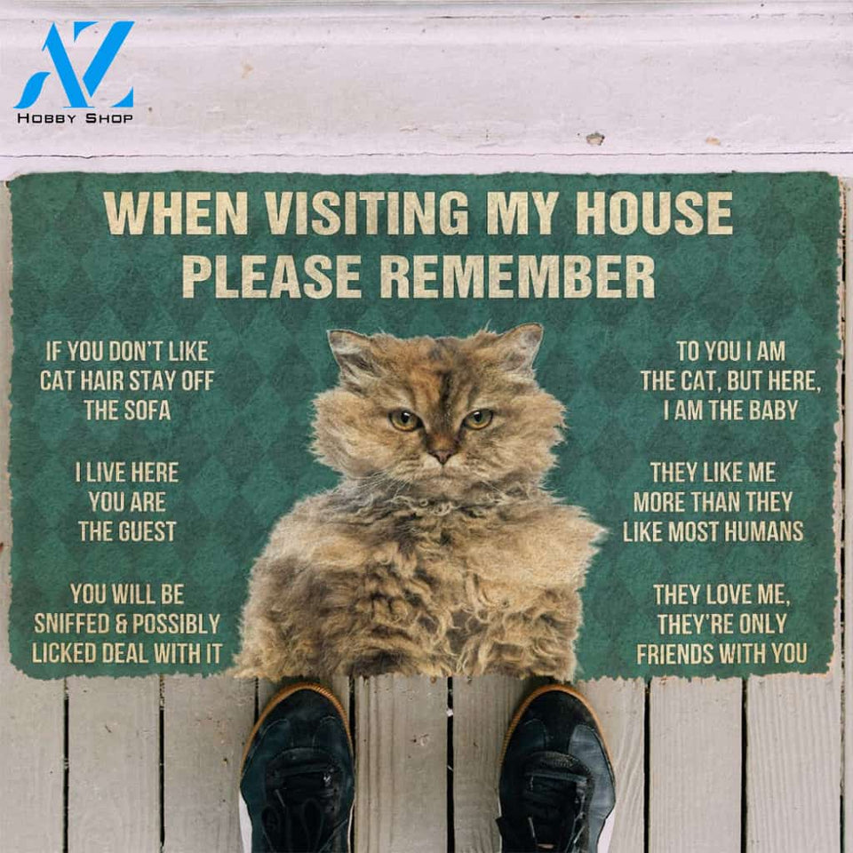 3D Please Remember Selkirk Rex Cat House Rules Custom Doormat | Welcome Mat | House Warming Gift