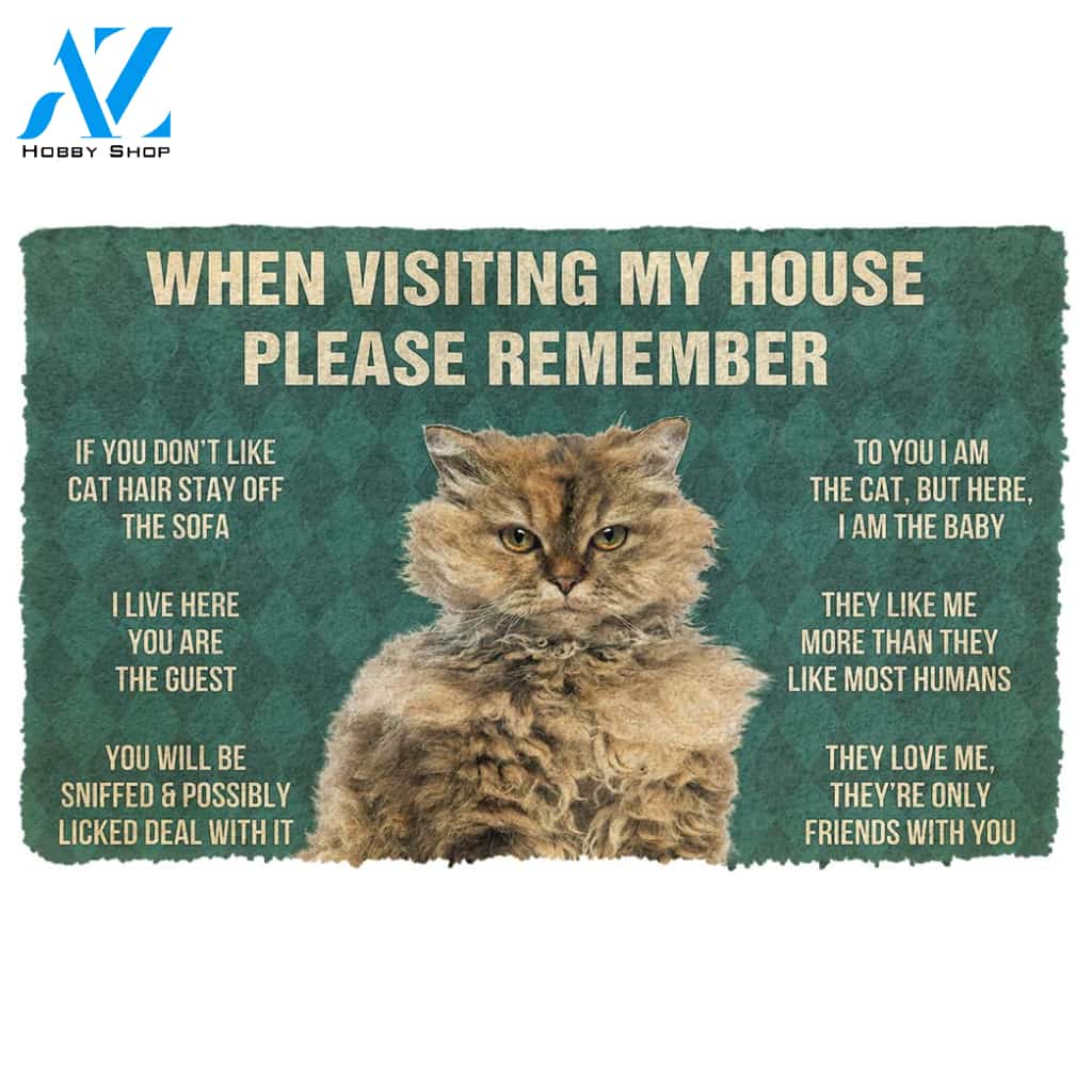 3D Please Remember Selkirk Rex Cat House Rules Custom Doormat | Welcome Mat | House Warming Gift