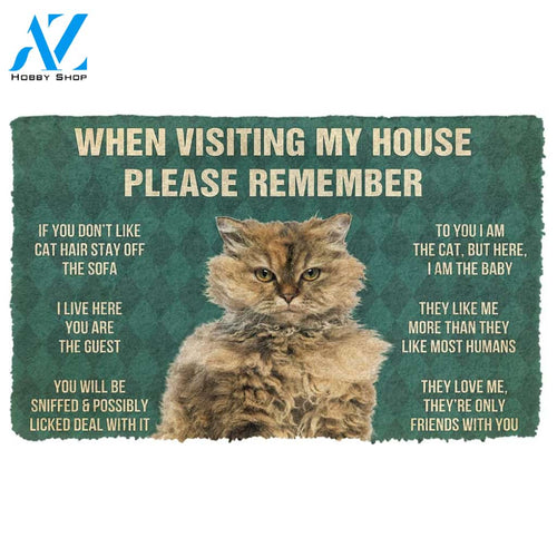 3D Please Remember Selkirk Rex Cat House Rules Custom Doormat | Welcome Mat | House Warming Gift