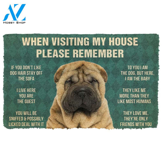 3D Please Remember Sharpei House Rules Custom Doormat | Welcome Mat | House Warming Gift