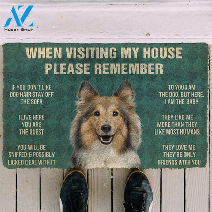 3D Please Remember Sheltie House Rules Custom Doormat | Welcome Mat | House Warming Gift