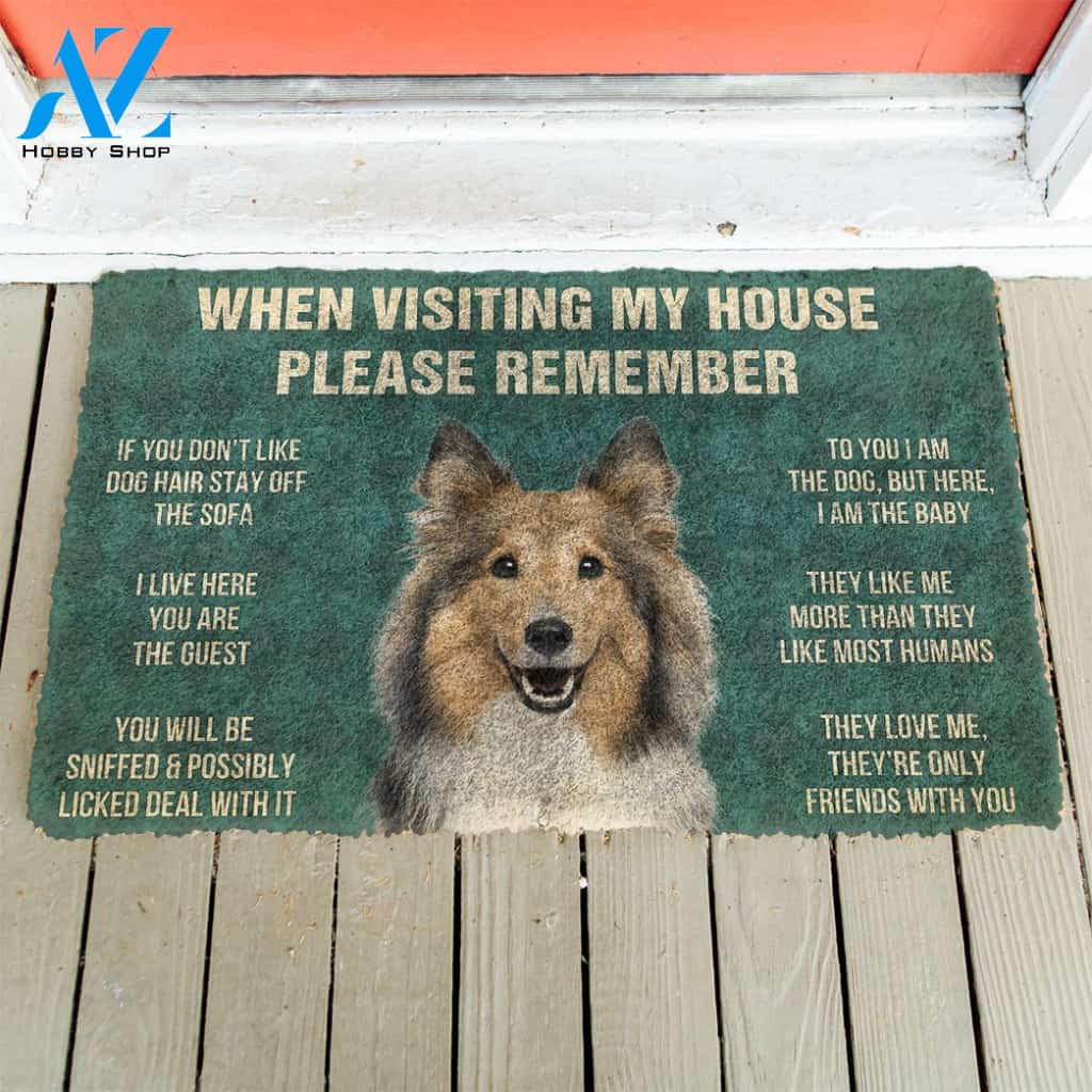3D Please Remember Sheltie House Rules Custom Doormat | Welcome Mat | House Warming Gift