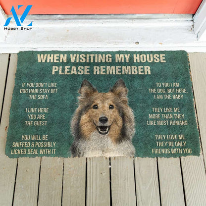3D Please Remember Sheltie House Rules Custom Doormat | Welcome Mat | House Warming Gift