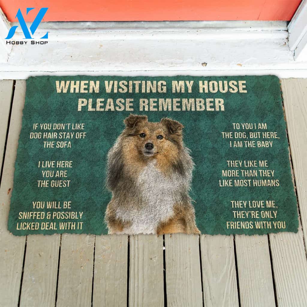 3D Please Remember Shetland Sheepdog House Rules Custom Doormat | Welcome Mat | House Warming Gift