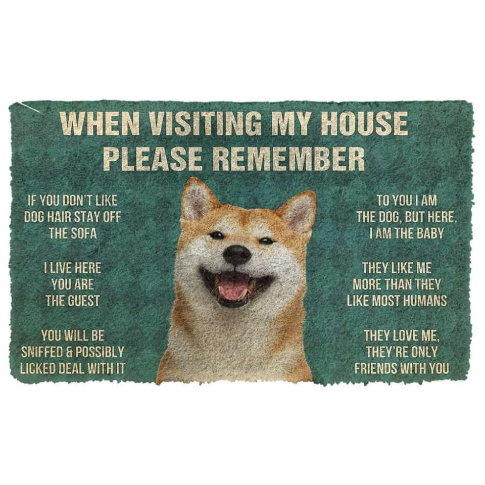 3D Please Remember Shiba Inu House Rules Custom Doormat