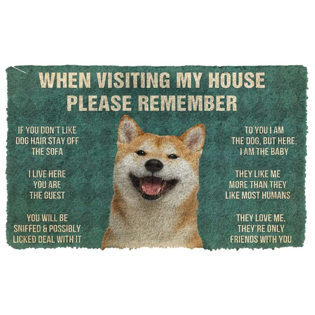 3D Please Remember Shiba Inu House Rules Custom Doormat