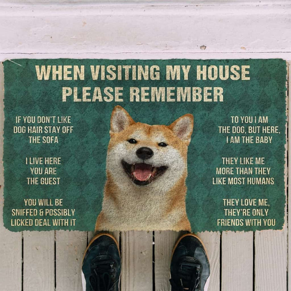 3D Please Remember Shiba Inu House Rules Custom Doormat