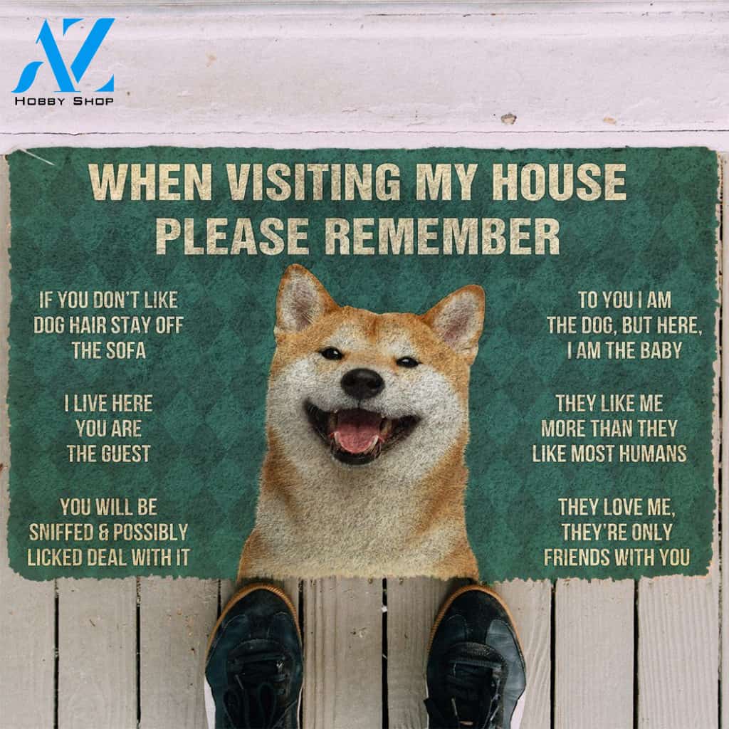 3D Please Remember Shiba Inu House Rules Custom Doormat | Welcome Mat | House Warming Gift