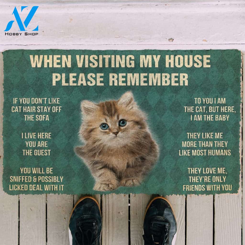 3D Please Remember Siberian Maine Kitten Cats House Rules Custom Doormat | Welcome Mat | House Warming Gift