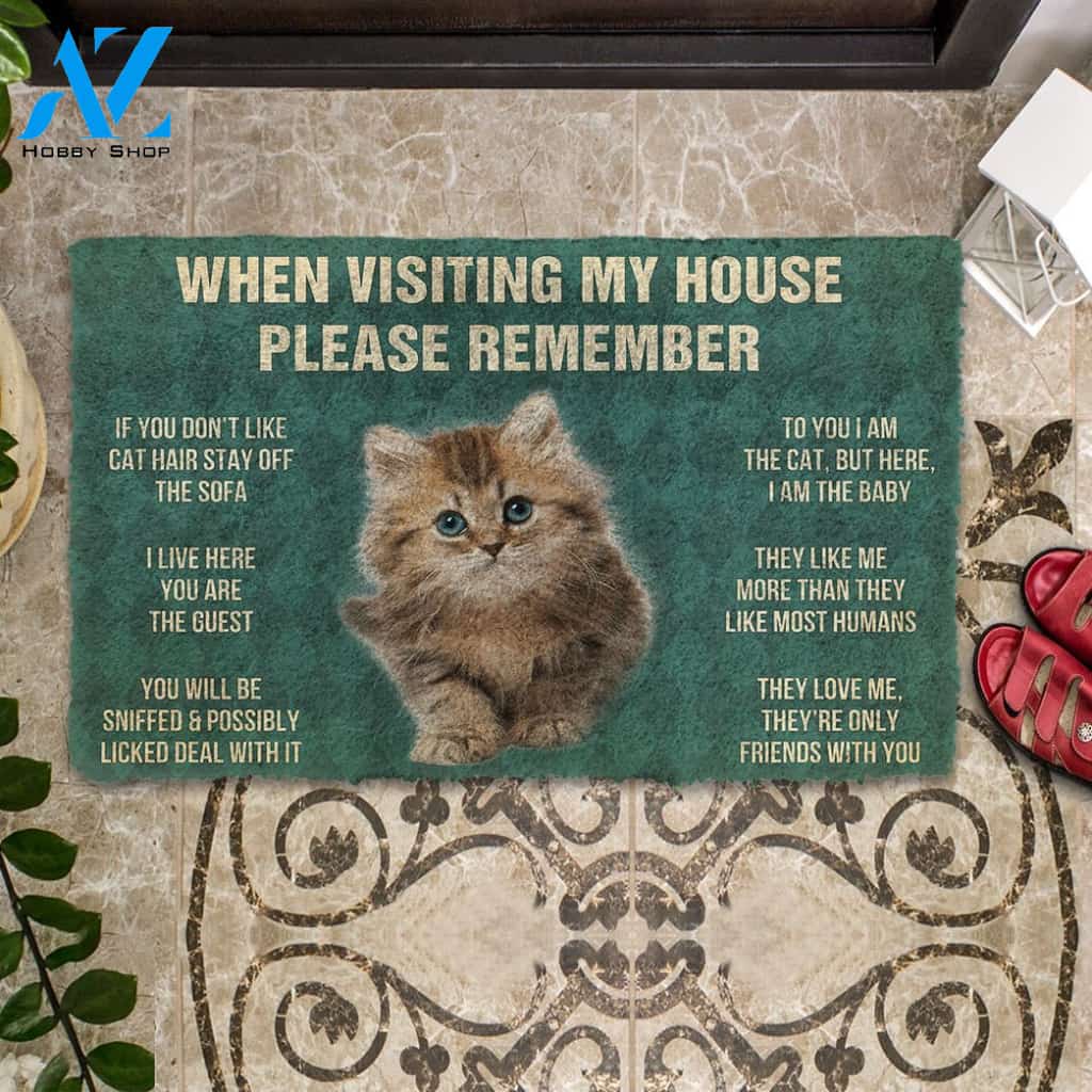 3D Please Remember Siberian Maine Kitten Cats House Rules Custom Doormat | Welcome Mat | House Warming Gift