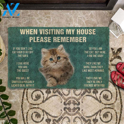 3D Please Remember Siberian Maine Kitten Cats House Rules Custom Doormat | Welcome Mat | House Warming Gift