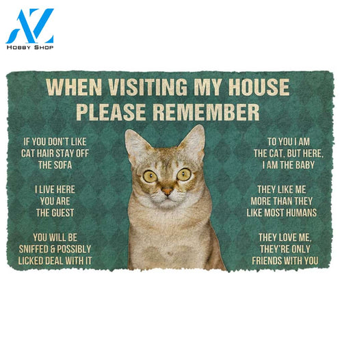 3D Please Remember Singapura Cats House Rules Custom Doormat | Welcome Mat | House Warming Gift