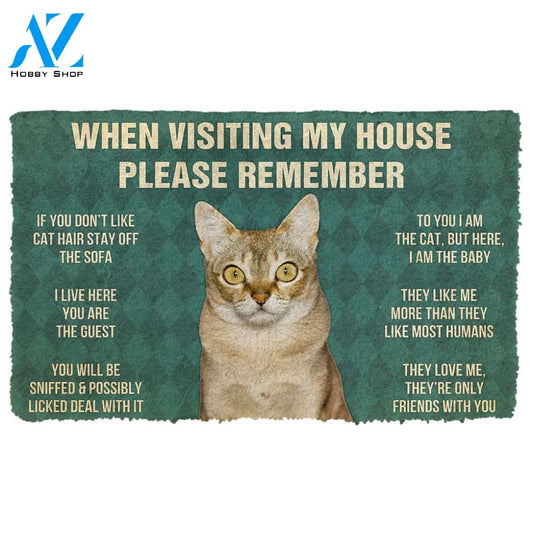 3D Please Remember Singapura Cats House Rules Custom Doormat | Welcome Mat | House Warming Gift