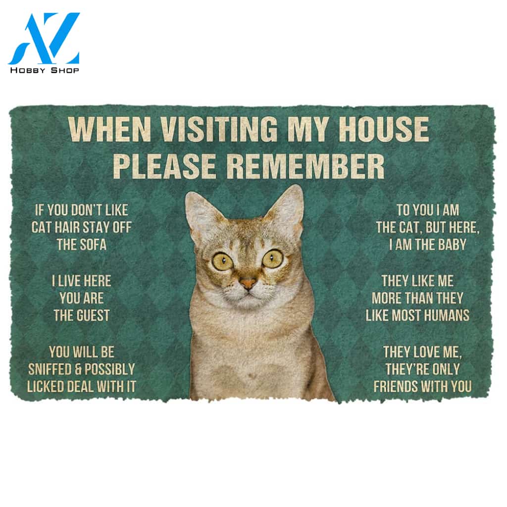 3D Please Remember Singapura Cats House Rules Custom Doormat | Welcome Mat | House Warming Gift