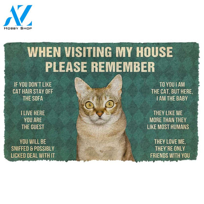 3D Please Remember Singapura Cats House Rules Custom Doormat | Welcome Mat | House Warming Gift