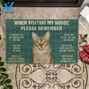 3D Please Remember Singapura Cats House Rules Custom Doormat | Welcome Mat | House Warming Gift