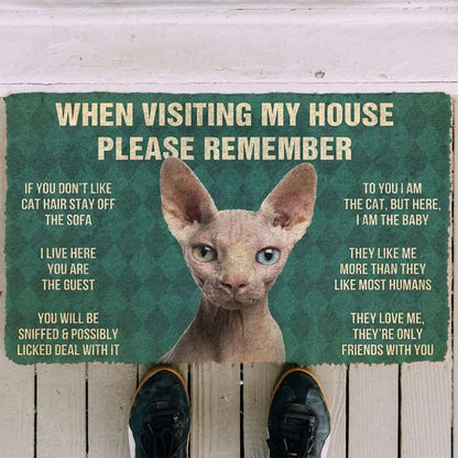 3D Please Remember Sphynx Cat House Rules Doormat