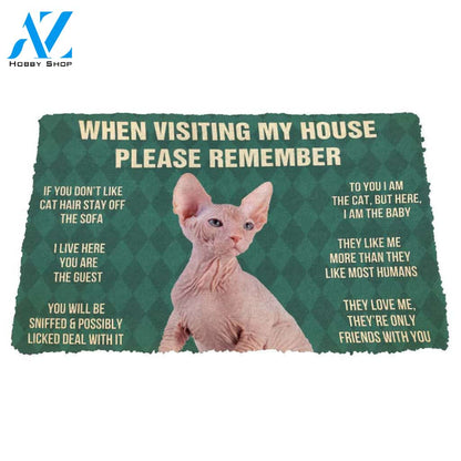 3D Please Remember Sphynx Kitten Cats House Rules Custom Doormat | Welcome Mat | House Warming Gift
