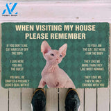 3D Please Remember Sphynx Kitten Cats House Rules Custom Doormat | Welcome Mat | House Warming Gift