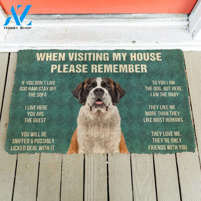 3D Please Remember St Bernard House Rule Custom Doormat | Welcome Mat | House Warming Gift