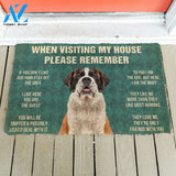 3D Please Remember St Bernard House Rule Custom Doormat | Welcome Mat | House Warming Gift