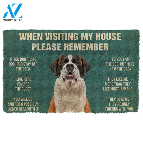3D Please Remember St Bernard House Rule Custom Doormat | Welcome Mat | House Warming Gift