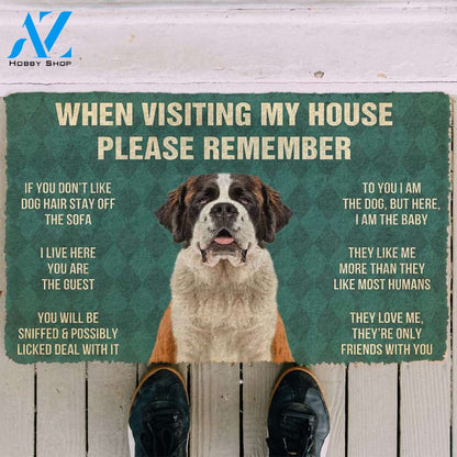 3D Please Remember St Bernard House Rule Custom Doormat | Welcome Mat | House Warming Gift