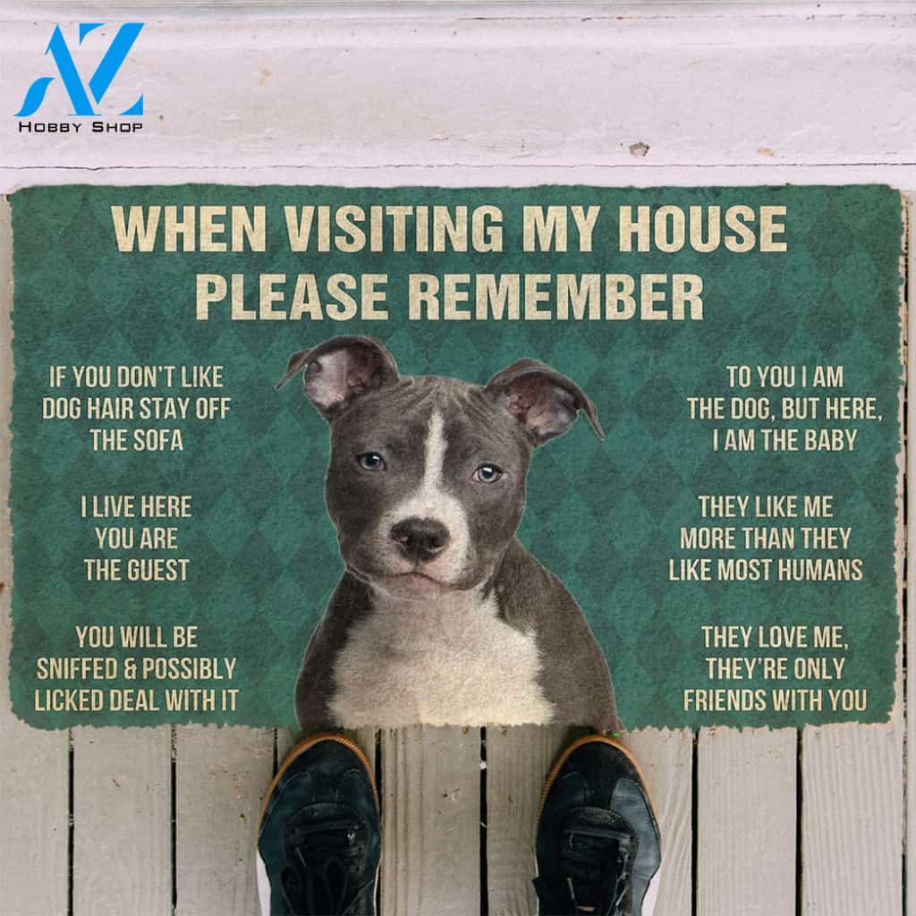 3D Please Remember Staffordshire Bull Terrier House Rules Custom Doormat | Welcome Mat | House Warming Gift