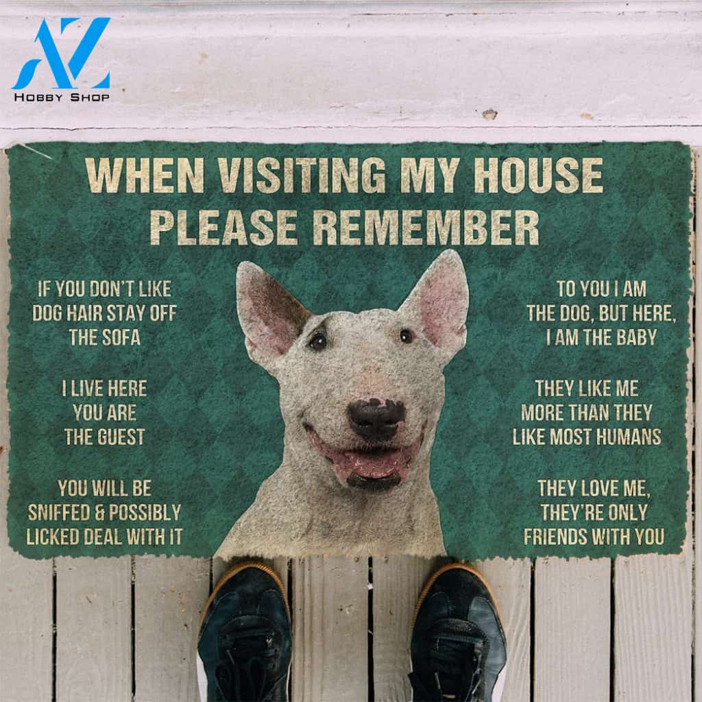 3D Please Remember Staffordshire Bull Terrier House Rules Custom Doormat | Welcome Mat | House Warming Gift