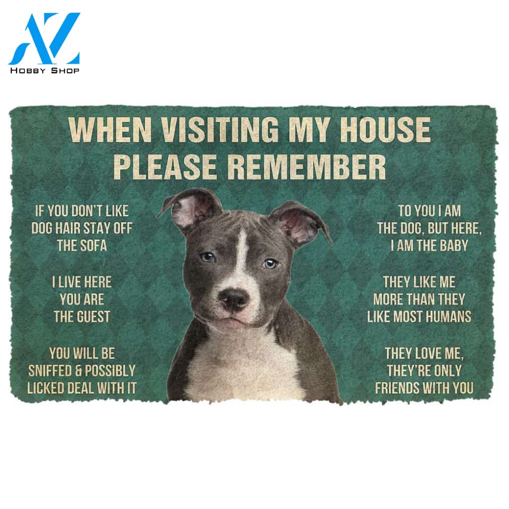 3D Please Remember Staffordshire Bull Terrier House Rules Custom Doormat | Welcome Mat | House Warming Gift