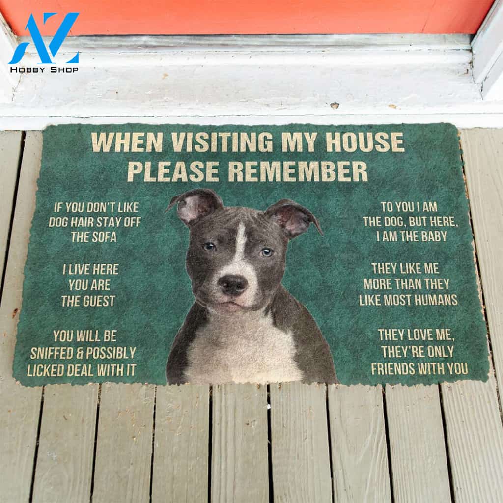 3D Please Remember Staffordshire Bull Terrier House Rules Custom Doormat | Welcome Mat | House Warming Gift