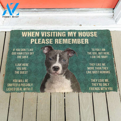 3D Please Remember Staffordshire Bull Terrier House Rules Custom Doormat | Welcome Mat | House Warming Gift
