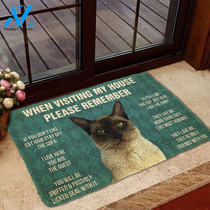 3D Please Remember Tonkinese Cat House Rules Custom Doormat | Welcome Mat | House Warming Gift