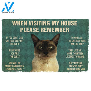3D Please Remember Tonkinese Cat House Rules Custom Doormat | Welcome Mat | House Warming Gift