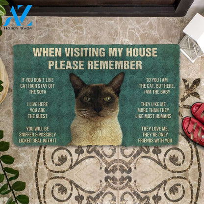 3D Please Remember Tonkinese Cat House Rules Custom Doormat | Welcome Mat | House Warming Gift
