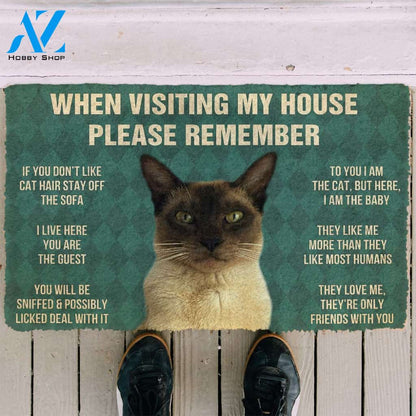 3D Please Remember Tonkinese Cat House Rules Custom Doormat | Welcome Mat | House Warming Gift