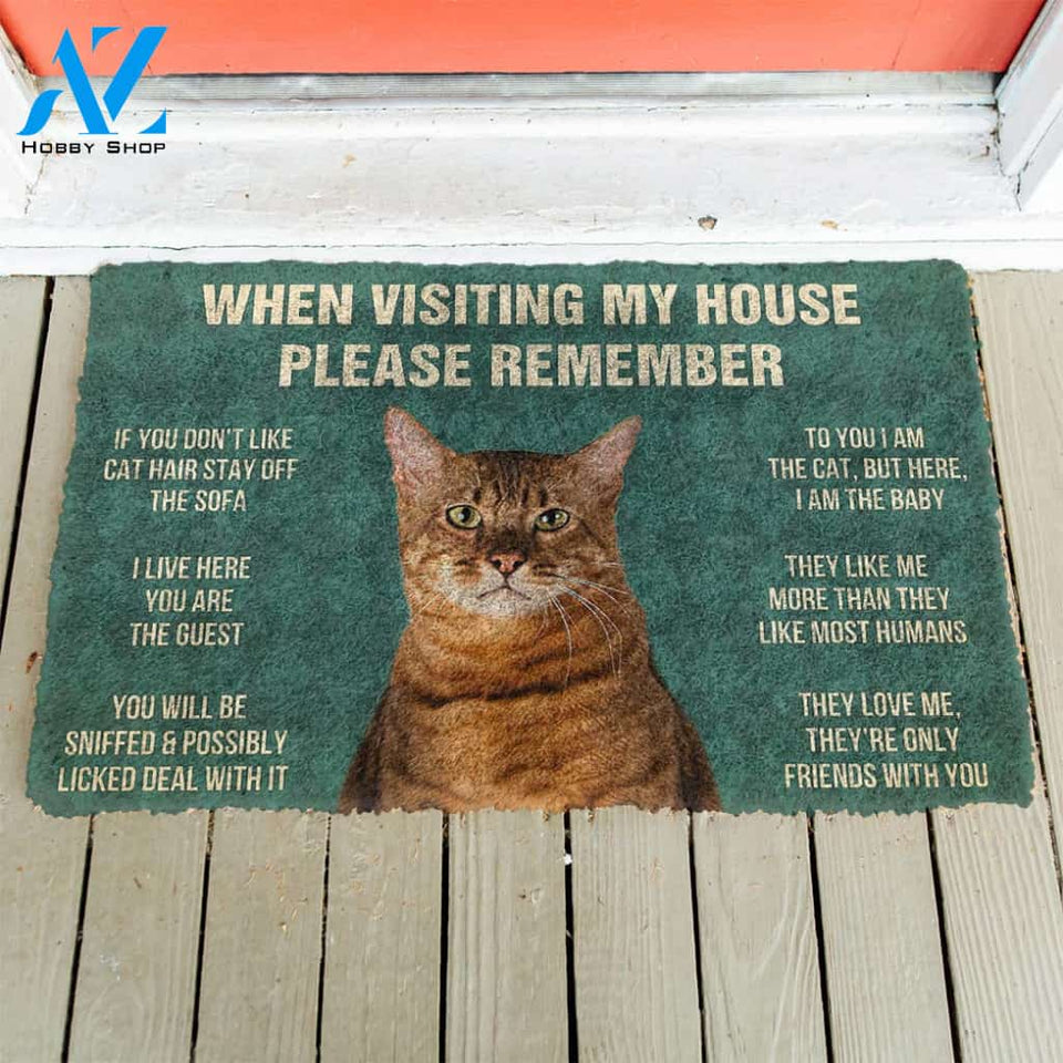 3D Please Remember Toyger Cat House Rules Custom Doormat | Welcome Mat | House Warming Gift