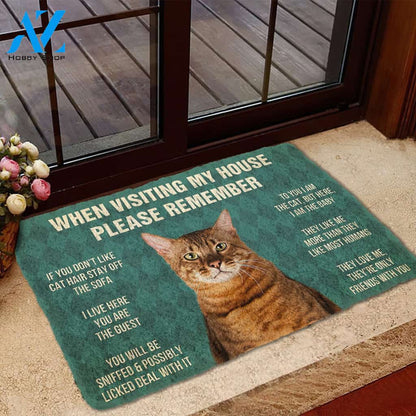 3D Please Remember Toyger Cat House Rules Custom Doormat | Welcome Mat | House Warming Gift