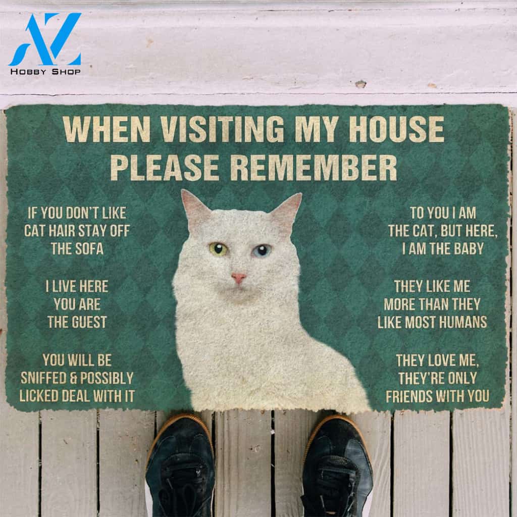 3D Please Remember Turkish Angora Cats House Rules Custom Doormat | Welcome Mat | House Warming Gift
