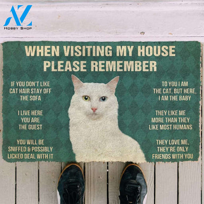 3D Please Remember Turkish Angora Cats House Rules Custom Doormat | Welcome Mat | House Warming Gift