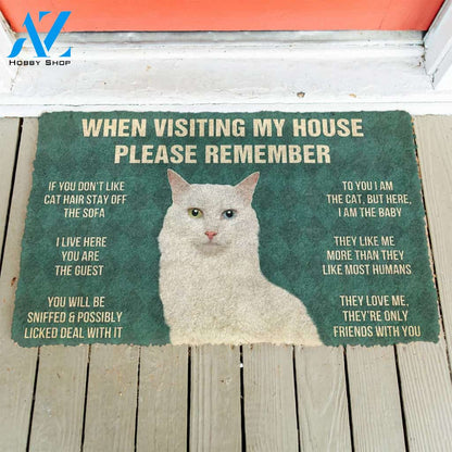 3D Please Remember Turkish Angora Cats House Rules Custom Doormat | Welcome Mat | House Warming Gift