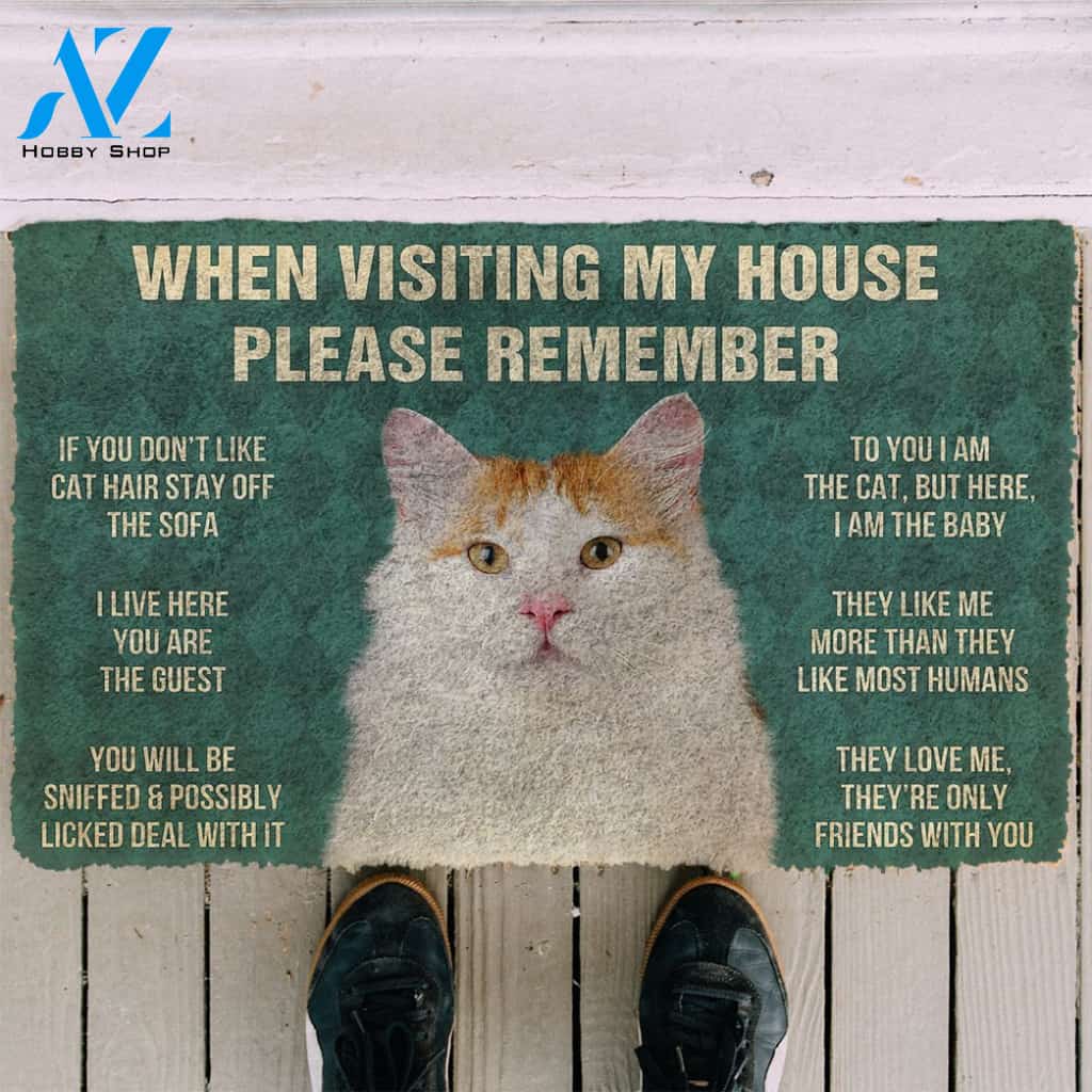 3D Please Remember Turkish Van Cat House Rules Custom Doormat | Welcome Mat | House Warming Gift