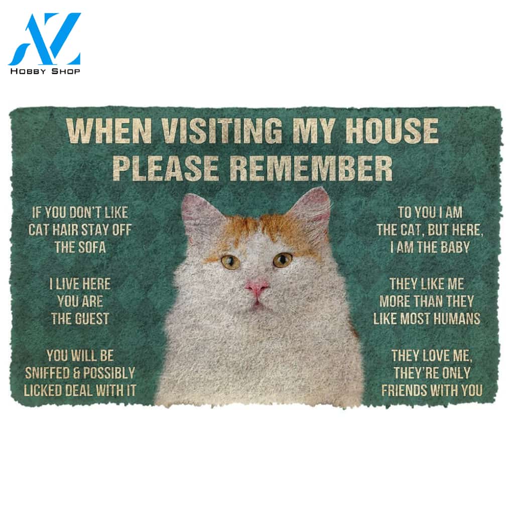 3D Please Remember Turkish Van Cat House Rules Custom Doormat | Welcome Mat | House Warming Gift