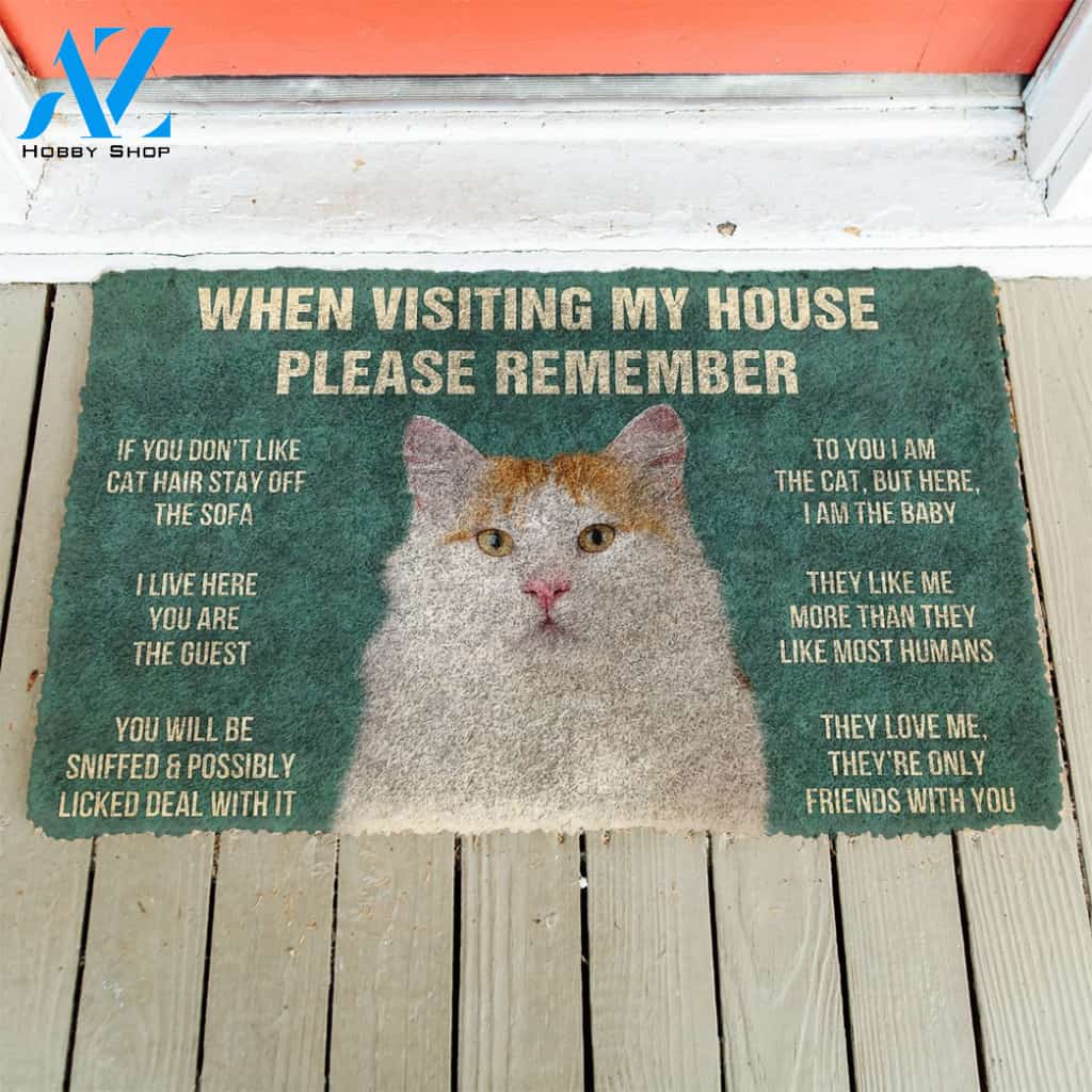 3D Please Remember Turkish Van Cat House Rules Custom Doormat | Welcome Mat | House Warming Gift